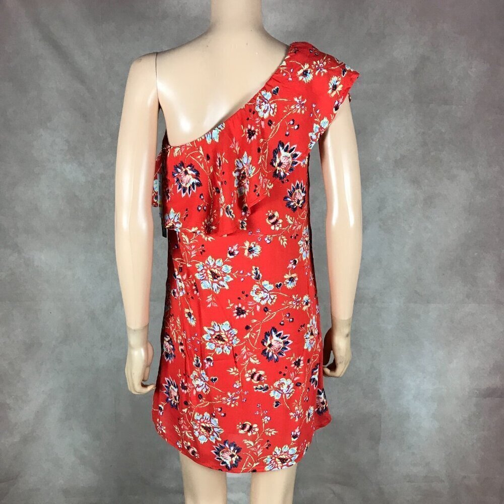 SEQUIN HEARTS Orange Floral One Shoulder Mini Dress NWT SMALL - Picture 4 of 7